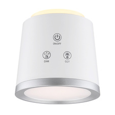 Nabíjecí stolní lampa, hliník/plast bílý, satin., stříbrný, dotykové zapnutí/vypnutí/plynulé stmívání, paměť, aku CR18650 1500mAh 3,7V, doba nabíjení cca 2,5hod, doba svícení cca 5hod, DxŠxV::157x138x446mm, LED 6W 230V 12-230lm 3000/4000/6500K