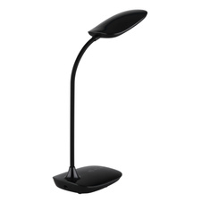 Stolní svítidlo, plast černý, satin., matný černý silikon, dotykové zapnutí/vypnutí/plynulé stmívání, paměť, noční světlo, včetně adaptéru, Flexo, DxŠxV:280x136x400mm, délka kabelu 1300mm, včetně LED 9W 230V,výstup 39-520lm, 3000/4000/6500K