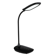 Stolní svítidlo, plast černý, satin., matný černý silikon, dotykové zapnutí/vypnutí/plynulé stmívání, paměť, noční světlo, včetně adaptéru, Flexo, DxŠxV:280x136x400mm, délka kabelu 1300mm, včetně LED 9W 230V,výstup 39-520lm, 3000/4000/6500K