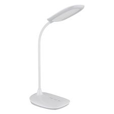 Stolní svítidlo, plast bílý a satin., matný bílý silikon, dotykové zapnutí/vypnutí/plynulé stmívání, paměť, noční světlo, včetně adaptéru, Flexo, DxŠxV:280x136x400mm, délka kabelu 1300mm, včetně LED 9W 230V, výstup 39-520lm, 4000/3000/6500K