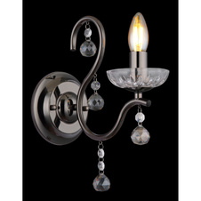 Nástěnné svítidlo, kov černý chrom, skleněné křišťály, směr světla: nahoru, ŠxV:140x330mm, H:240mm, bez žárovky 1xE14,max. 40W 230V