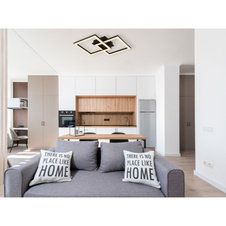 Stropní svítidlo, plastové černé matné, čiré plastové křišťály, nastavitelné čtverce, DxŠxV:526x374x75mm, včetně LED 20W 230V, zdroj 2500lm, výstup 1470lm, 3000K.