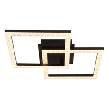 Stropní svítidlo, plastové černé matné, čiré plastové křišťály, nastavitelné čtverce, DxŠxV:526x374x75mm, včetně LED 20W 230V, zdroj 2500lm, výstup 1470lm, 3000K.