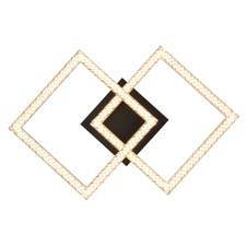 Stropní svítidlo, plastové černé matné, čiré plastové křišťály, nastavitelné čtverce, DxŠxV:526x374x75mm, včetně LED 20W 230V, zdroj 2500lm, výstup 1470lm, 3000K.