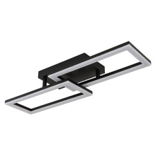 Stropní svítidlo, kov černý matný, plast černý matný, plast bílý, nastavitelné obdélníky, DxŠxV:614x195x90mm, včetně LED 20W 230V, zdroj 2000lm, výstup 1300lm, 3000K.
