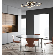 Stropní svítidlo, plast černý, čiré plastové křišťály, nastavitelné obdélníky, DxŠxV:614x340x93mm, včetně LED 24W 230V, zdroj 2900lm, výstup 1800lm, 3000K