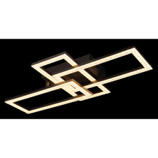 Stropní svítidlo, plast černý, čiré plastové křišťály, nastavitelné obdélníky, DxŠxV:614x340x93mm, včetně LED 24W 230V, zdroj 2900lm, výstup 1800lm, 3000K