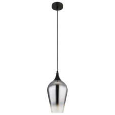 Závěsné svítidlo, kov černý, sklo chromové barvy, černý textilní kabel, možnost zkrácení výšky, ø:180mm, V:1200mm, bez žárovky 1xE27,max. 60W 230V