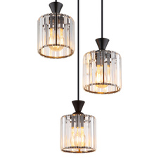 Závěsné svítidlo, kov černý, akrylové křišťály čiré, kabel PVC černý, ø:320mm, V:1200mm, bez žárovek 3xE27,max. 60W 230V