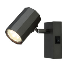 Nástěnné svítidlo, kov šedý matný, hliník šedý matný, kolébkový vypínač, ŠxV:70x140mm, H:145mm, bez žárovky 1xGU10, max. 25W 230V