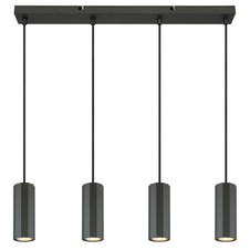 Závěsné svítidlo, kov šedý, hliník šedý, kabel PVC černý, výškově nastavitelné, DxŠxV:610x60x1200mm, bez žárovek 4xGU10, max. 25W 230V
