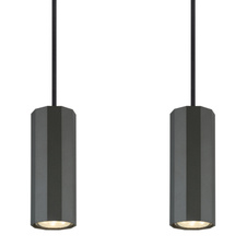 Závěsné svítidlo, kov šedý, hliník šedý, kabel PVC černý, výškově nastavitelné, DxŠxV:610x60x1200mm, bez žárovek 4xGU10, max. 25W 230V