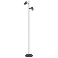 Stojací svítidlo, kov šedý, hliník šedý, kabel PVC černý, vyínač na kabelu, DxŠxV:270x220x1580mm, délka kabelu 1800mm, bez žárovek 2xGU10 LED, max. 5W 230V