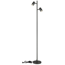 Stojací svítidlo, kov šedý, hliník šedý, kabel PVC černý, vyínač na kabelu, DxŠxV:270x220x1580mm, délka kabelu 1800mm, bez žárovek 2xGU10 LED, max. 5W 230V