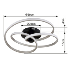 Stropní svítidlo, kov černý, hliník nikl, plast bílý, ø:500mm, H:160mm, včetně LED 40W 230V, zdroj 4480lm, výstup 2500lm, 3000K