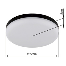 Stropní svítidlo, plast černý, plast bílý, ø:220mm, V:50mm, včetně LED 12W 230V, zdroj 1430lm, výstup 800lm, 4000K.
