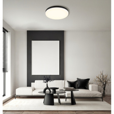 Stropní svítidlo, plast černý, plast bílý, ø:300mm, V:50mm, včetně LED 18W 230V, zdroj 2000lm, výstup 1080lm, 4000K.