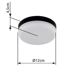 Stropní svítidlo, plast černý, plast bílý, ø:120mm, V:45mm, včetně LED 8W 230V, zdroj 870lm, výstup 570lm, 4000K.