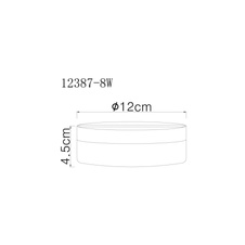 Stropní svítidlo, plast bílý, ø:120mm, V:45mm, včetně LED 8W 230V, zdroj 870lm, výstup 600lm, 4000K.