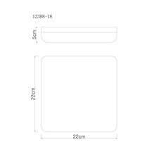 Stropní svítidlo, plast černý, plast bílý, DxŠxV:220x220x50mm, včetně LED 12W 230V, zdroj 1430lm, výstup 760lm, 4000K.