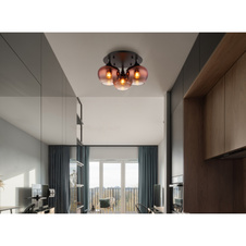 Stropní svítidlo, kov černý, kov černý chrom, sklo měděné barvy, průhledné, ø:450mm, V:255mm, bez žárovek 3xE27,max. 40W 230V