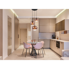 Závěsné svítidlo, černý matný kov, kov černý chrom, sklo měděné barvy, průhledné, černý textilní kabel, ø:480 mm, V:1200 mm, průměr skla: 1x18, 1x24, 1x29 cm, bez žárovek 3xE27, Max. 40W 230V