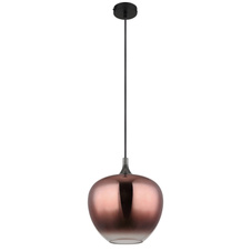 Závěsné svítidlo, kov černý, kov černý chrom, sklo měděné barvy, průhledné, textilní kabel černý, ø:290mm, V:1200mm, bez žárovky 1xE27,max. 60W 230V