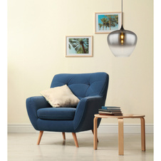 Závěsné svítidlo, kov černý, sklo kouřové, průhledné, textilní kabel černý, ø:400mm, V:1200mm, bez žárovky 1xE27,max. 60W 230V