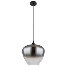 Závěsné svítidlo, kov černý, sklo kouřové, průhledné, textilní kabel černý, ø:400mm, V:1200mm, bez žárovky 1xE27,max. 60W 230V