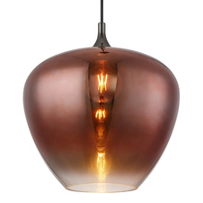 Závěsné svítidlo, kov černý, kov černý chrom, sklo měděné barvy, průhledné, textilní kabel černý, ø:400mm, V:1200mm, bez žárovky 1xE27,max. 60W 230V