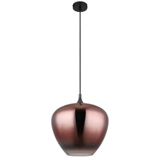 Závěsné svítidlo, kov černý, kov černý chrom, sklo měděné barvy, průhledné, textilní kabel černý, ø:400mm, V:1200mm, bez žárovky 1xE27,max. 60W 230V