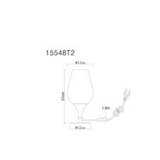 Stolní svítidlo, kov černý matný, sklo kouřové, čiré, kabel černý textil, kolébkový vypínač na kabelu, ø:150mm, V:205mm, délka kabelu 1500mm, bez žárovky 1xE27, max. 40W 230V