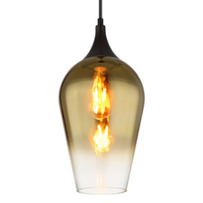 Závěsné svítidlo, kov černý, sklo zlaté barvy, textilní kabel černý, možnost zkrácení výšky, ø:180mm, V:1200mm, bez žárovky 1xE27,max. 60W 230V