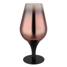Stolní svítidlo, kov černý, sklo měděné barvy, průhledné, textilní kabel černý, kolébkový vypínač na kabelu, ø:150mm, V:310mm, délka kabelu 1500mm, bez žárovky 1xE27, max. 40W 230V
