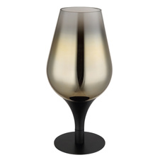 Stolní svítidlo, kov černý, sklo zlaté barvy, průhledné, textilní kabel černý, kolébkový vypínač na kabelu, ø:150mm, V:310mm, délka kabelu 1500mm, bez žárovky 1xE27, max. 40W 230V