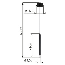 Závěsné svítidlo, kov černý, akryl satinovaný, čirý, kabel PVC černý, ø:120mm, V:1200mm, bez žárovky 1xG9 LED, Max. 4W 230V