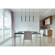 Závěsné svítidlo, kov černý, akryl satinovaný, čirý, kabel PVC černý, DxŠxV:760x80x1200mm, bez žárovek 4xG9 LED, Max. 4W 230V