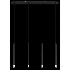 Závěsné svítidlo, kov černý, akryl satinovaný, čirý, kabel PVC černý, DxŠxV:760x80x1200mm, bez žárovek 4xG9 LED, Max. 4W 230V