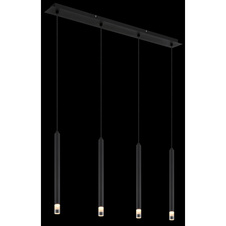 Závěsné svítidlo, kov černý, akryl satinovaný, čirý, kabel PVC černý, DxŠxV:760x80x1200mm, bez žárovek 4xG9 LED, Max. 4W 230V