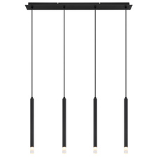 Závěsné svítidlo, kov černý, akryl satinovaný, čirý, kabel PVC černý, DxŠxV:760x80x1200mm, bez žárovek 4xG9 LED, Max. 4W 230V