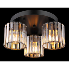Stropní svítidlo, kov černý, akrylové křišťály čiré, ø:350mm, V:180mm, bez žárovek 3xE27,max. 60W 230V