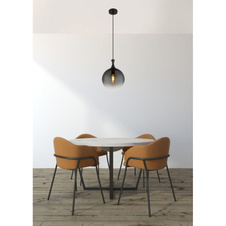 Závěsné svítidlo, kov černý, skleněné koule kouřové barvy, kabel PVC černý, výškově nastavitelné, ø:250mm, V:1410mm, bez žárovky 1xE27 LED, max. 10W 230V