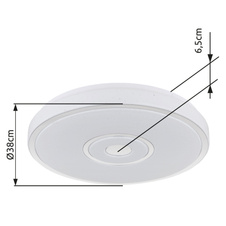 Stropní svítidlo, kov bílý, plast bílý se třpytivým efektem, chromový kroužek, ø:380mm, V:65mm, včetně LED 24W 230V, zdroj 2500lm, výstup 1400lm, 3000K