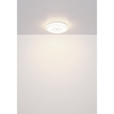 Stropní svítidlo, kov bílý, plast bílý se třpytivým efektem, chromový kroužek, ø:380mm, V:65mm, včetně LED 24W 230V, 2500lm zdroj, 1400lm výstup, 4000K