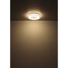 Stropní svítidlo, kov bílý, plast bílý se třpytivým efektem, chromový kroužek, ø:380mm, V:65mm, včetně LED 24W 230V, 2500lm zdroj, 1400lm výstup, 4000K