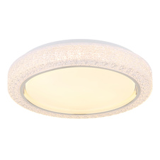 Stropní svítidlo, bílý kov, plast bílý, chromový kroužek, čiré plastové křišťály, ø:400mm, V:80mm, včetně LED 24W 230V, zdroj 2500lm, výstup 1400lm, 3000K