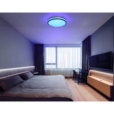 Stropní svítidlo, kov bílý, plast v barvě kávy, plast bílý, stmívatelné, fixace barev, změna a fixace RGB barev, paměťová funkce, noční světlo, dál. ovládání, ø:340mm, V:70 mm, LED 18W 230V, 50-950lm, 2700-6000K, RGB LED 5W 230V