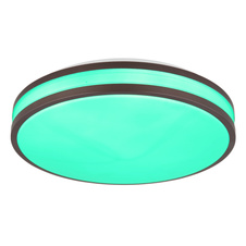 Stropní svítidlo, kov bílý, plast v barvě kávy, plast bílý, stmívatelné, fixace barev, změna a fixace RGB barev, paměťová funkce, noční světlo, dál. ovládání, ø:340mm, V:70 mm, LED 18W 230V, 50-950lm, 2700-6000K, RGB LED 5W 230V