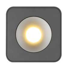 LED reflektor, hliník šedý tmavý, plast šedý, plast čirý, DxŠxV:117x117x55mm, včetně LED 6,5W 230V, zdroj 730lm, výstup 360lm, 3000K.