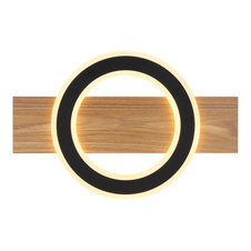 Stropní svítidlo, tmavý plast s imitací dřeva, matný černý kov, akryl bílý, DxŠxV:440x290x52mm, včetně LED 18W 230V, zdroj 1740lm, výstup 1000lm, 3000K